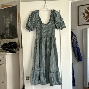 Hill house Nap dress green gingham puff sleeve size xs